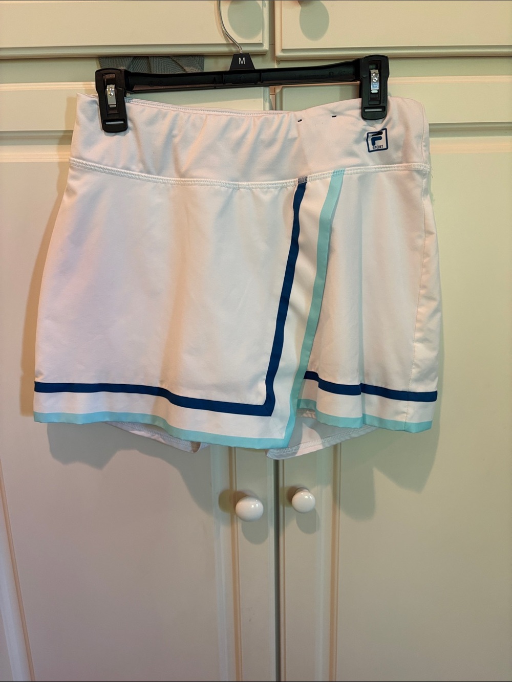 Fila White Skort with Navy and Light Turquoise Trim